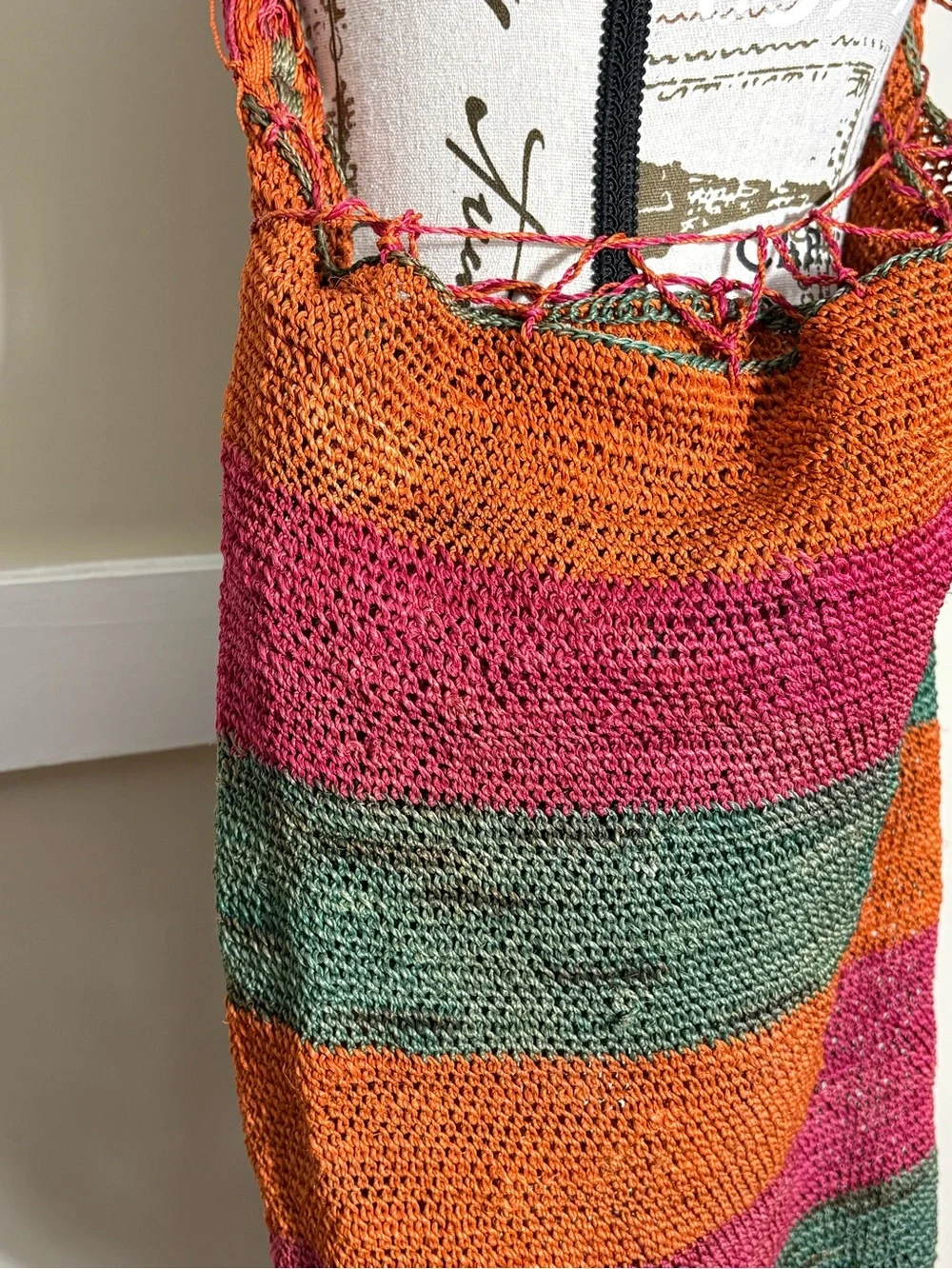 Handwoven Boho Market Tote Bag Striped Artisan Woven Shoulder Bag Oversized